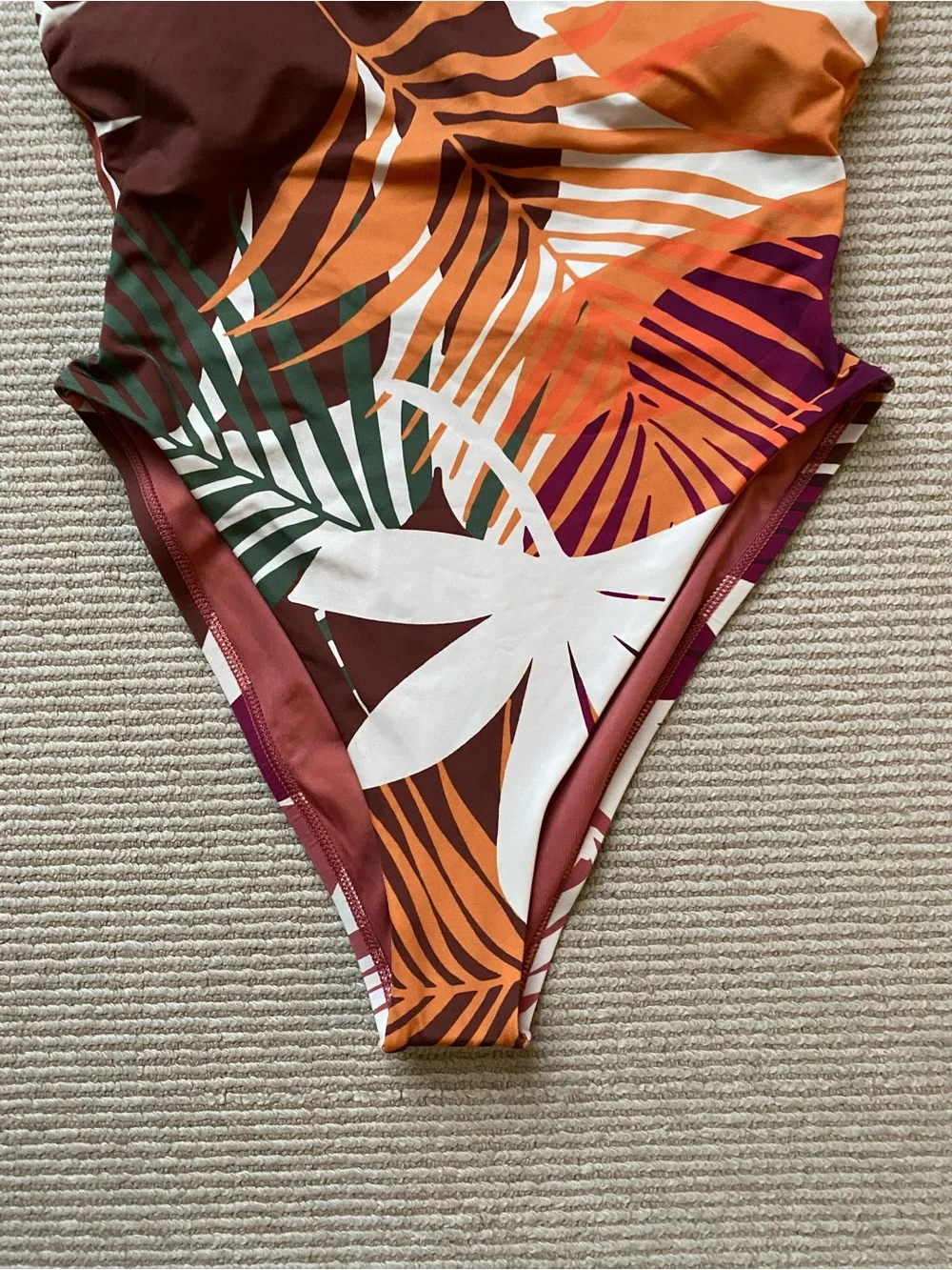 NWOT Vitamin A Cheeky One-Piece Swimsuit High Cut Tropical Fall Colors Medium